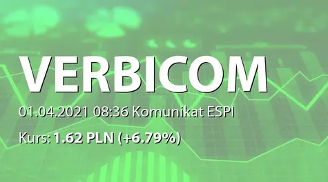 Verbicom S.A.: Otrzymanie istotnego zamówienia przez spółkę zależną (2021-04-01)