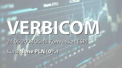 Verbicom S.A.: Przystąpienie do systemu ESPI (2008-06-24)