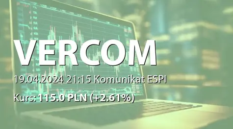 Vercom S.A.: ZWZ (10:00) - projekty uchwał: wypłata dywidendy - 1,60 PLN, zmiana uchwały ws. podziału zysku za rok 2022 (2024-04-19)