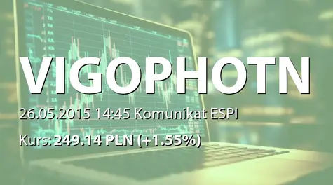 VIGO Photonics S.A.: Umowa ze spółką z Grupy kapitałowej Caterpillar Company Inc. (2015-05-26)