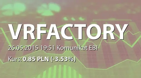 VR Factory Games S.A.: Korekta raportu EBI nr 9/2015 (2015-05-26)