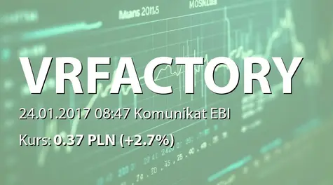 VR Factory Games S.A.: Terminy przekazywania raportĂłw w 2017 roku (2017-01-24)