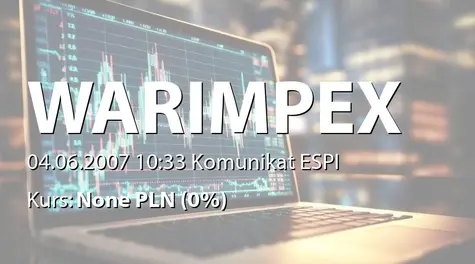 Warimpex Finanz- und Beteiligungs AG: Wypłata dywidendy - 0,15 EUR (2007-06-04)