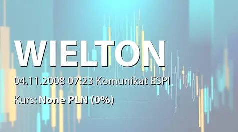 Wielton S.A.: Korekta wysokości przychodów ze sprzedaży w 2008 r. do prognozy finansowej przedstawionej w prospekcie emisyjnym akcji serii D (2008-11-04)