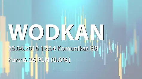 Wodkan Przedsiębiorstwo Wodociągów i Kanalizacji S.A.: Umowa z Regionalnym Zakładem Zagospodarowania Odpadów sp. z o.o. - 1,5 mln PLN (2016-04-25)