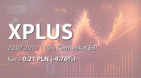 Xplus S.A.: Wypłata dywidendy - 0,01 PLN (2017-07-20)