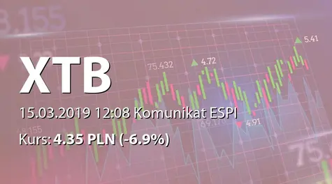 XTB S.A.: Rekomendacja Zarządu ws. wypłaty dywidendy - 0,17 PLN (2019-03-15)