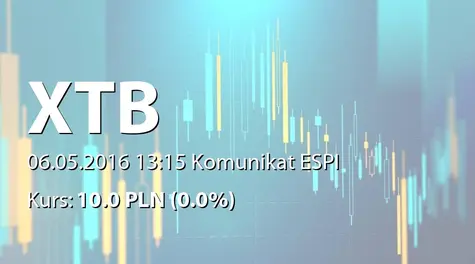 XTB S.A.: Terminy przekazywania raportów w 2016 roku (2016-05-06)