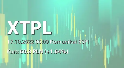XTPL S.A.: Wstępne szacunkowe dane o przychodach ze sprzedaży produktów i usług za III kwartał i 9 miesięcy 2022 (2022-10-17)