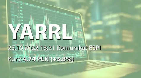 yarrl S.A.: Zawarcie porozumienia akcjonariuszy (2022-10-25)
