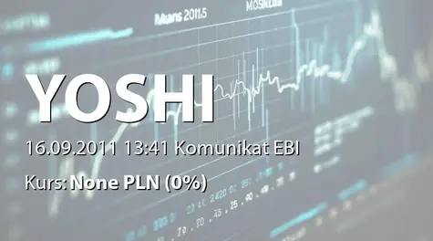 Yoshi Innovation spółka akcyjna: Oświadczenie w przedmiocie stosowania/niestosowania zasad dobrych praktyk. (2011-09-16)