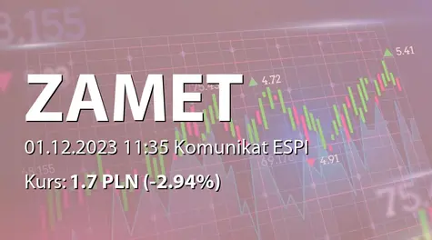 ZAMET S.A.: Zgoda RN na zbycie udziałów w kapitale zakładowym Mostostal Chojnice sp. z o.o. (2023-12-01)