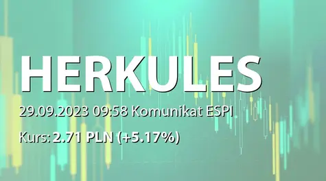 Herkules S.A. w restrukturyzacji: Złożenie przez Herkules Infrastruktura sp. z o.o. w restrukturyzacji pozwu przeciwko PKP PLK SA (2023-09-29)