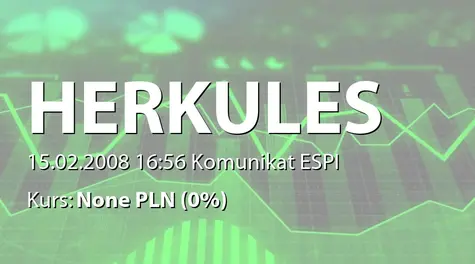 Herkules S.A. w restrukturyzacji: Zmiana uchwały zarządu KDPW ws. przyjęcia do depozytu akcji serii D (2008-02-15)